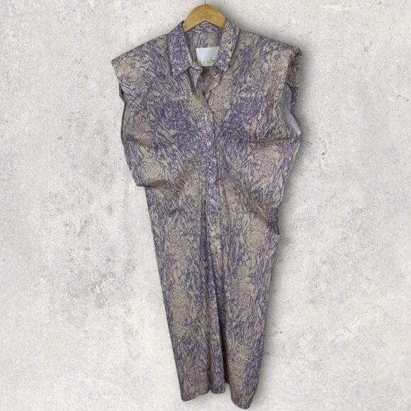 Nwt Remain Birger‎ Christensen Purple Marika Dress Shoulder Pads Size 8 Designer - Picture 3 of 9